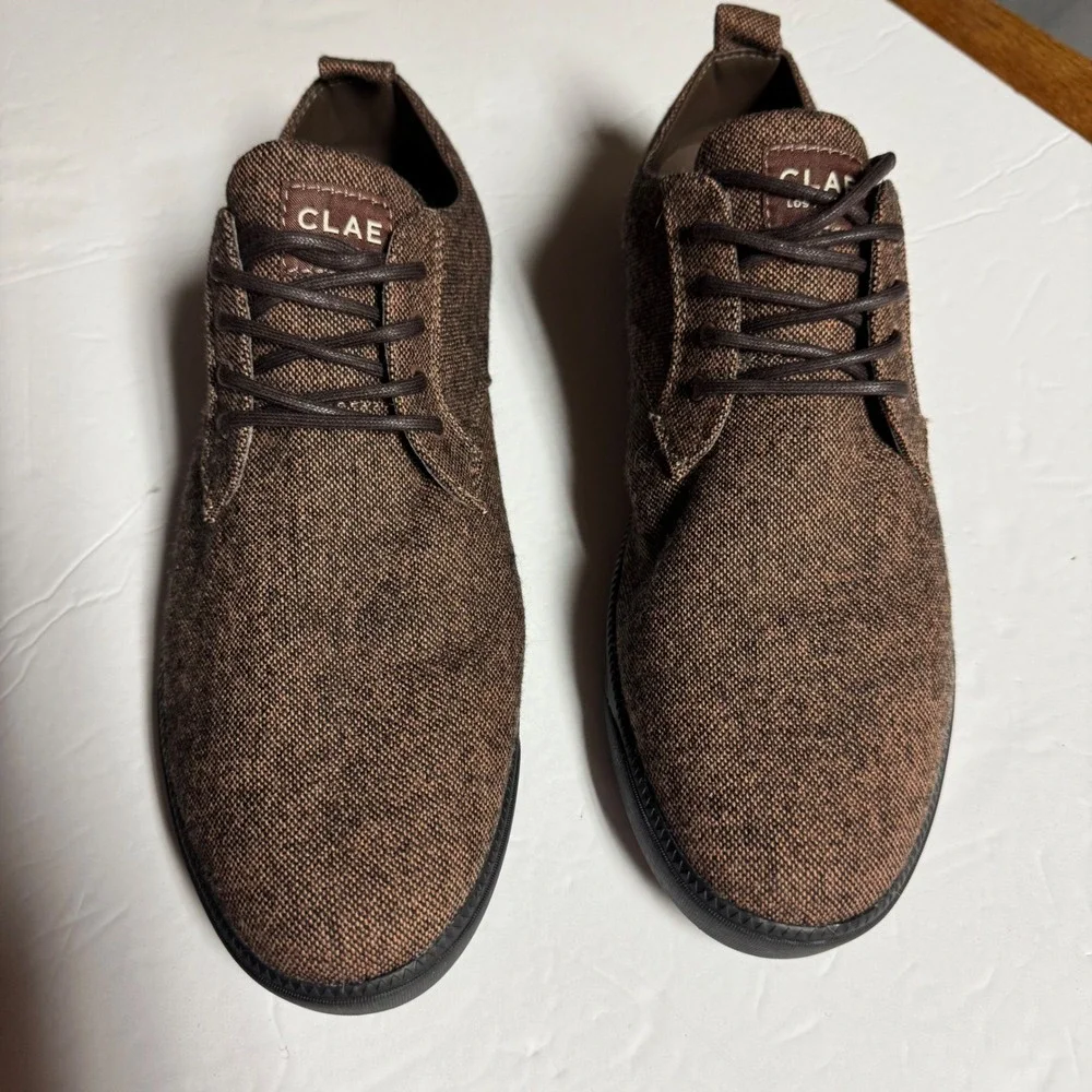 CLAE Oxford Casual Dress Shoes Brown Woven Lace Up size 9‎